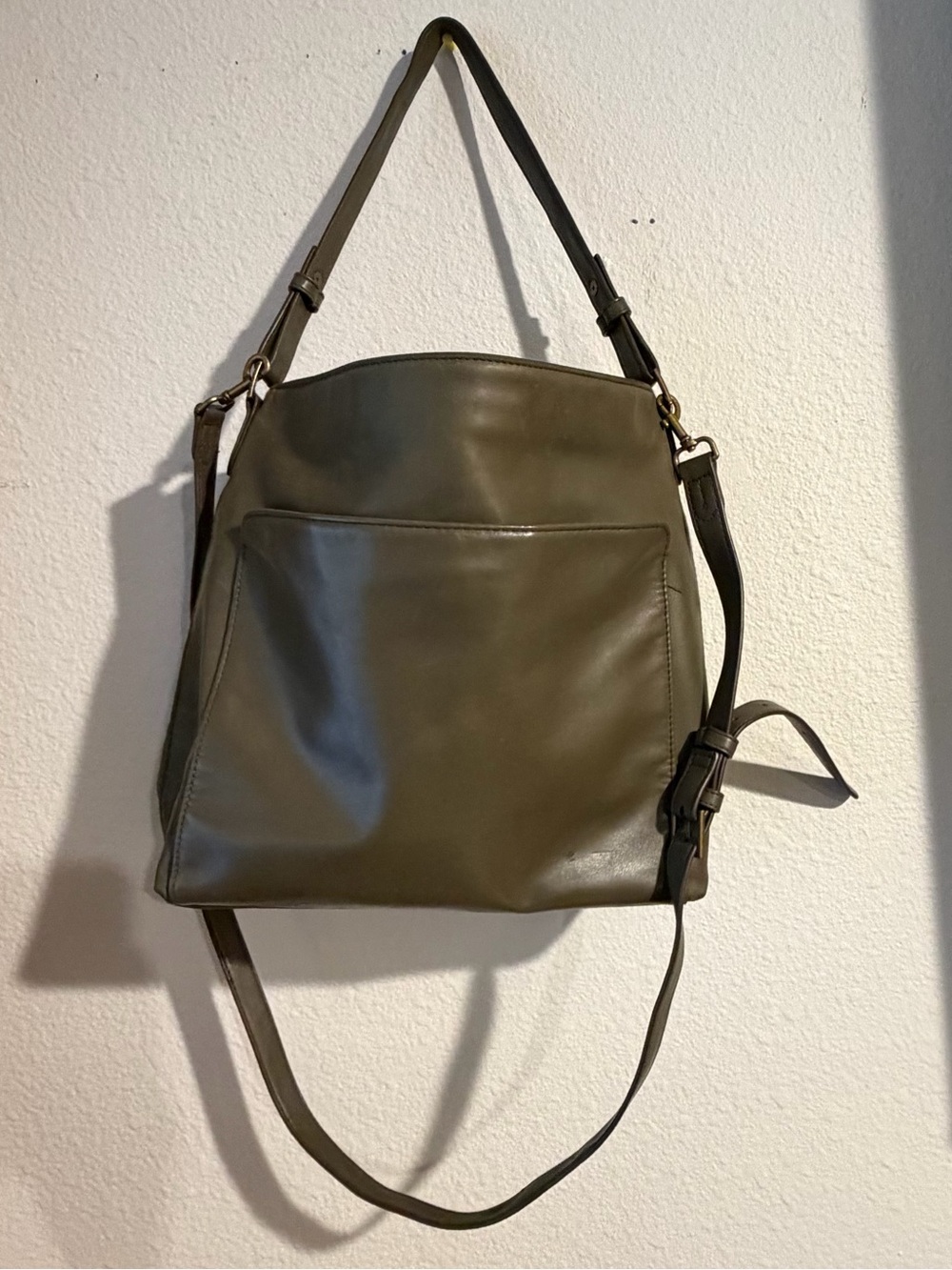 Olive Green Leather Shoulder Bag